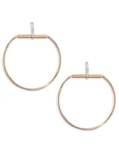 Roberto Coin Women's Classica Parisienne Diamond & 18k Rose Gold Circle Earrings In White/gold