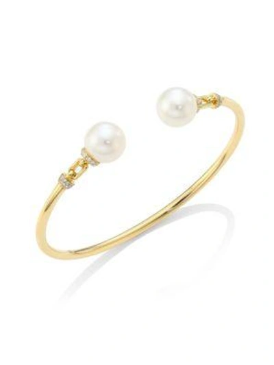 Yoko London Women's Freshwater Pearls & 18k Gold Bangle In Yellow Gold