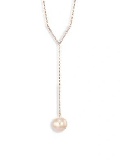 Yoko London 18k Rose Gold, Diamond & 12.5mm Australian Southsea Pearl Y-necklace