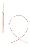 Lana Jewelry Women's Upside Down Small Diamond & 14k Rose Gold Flat Hoop Earrings/1"