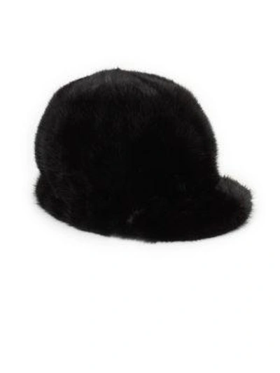 Surell Mink Fur Jockey Hat, Black