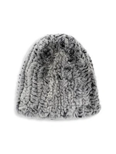 Surell Rex Rabbit Fur Hat In Black Frost