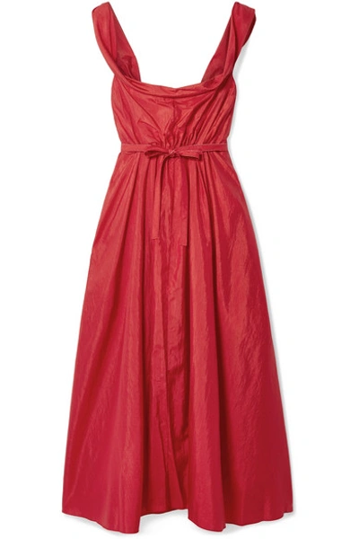 Brock Collection Davi Off-the-shoulder Taffeta Midi Dress In Red