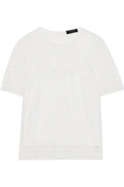 Burberry Embroidered Cotton-blend Tulle Top In White