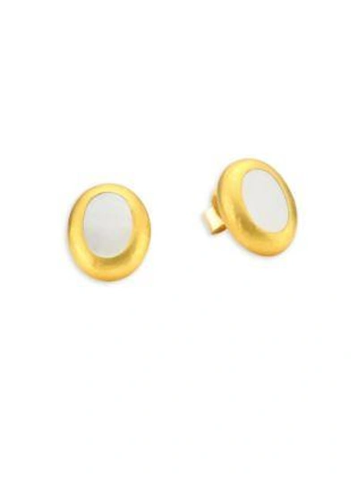 Stephanie Kantis Bliss Oval Bezel Earrings In Yellow Gold