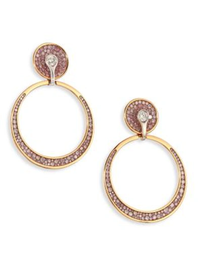 Plevé Pink Burst Diamond & 18k Yellow Gold Opus Hoop Earrings/0.6" In Gold Pink