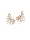 Hueb 18k Rose Gold Luminus Diamond Fan Cluster Statement Earrings