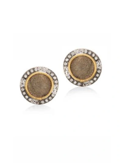 Coomi Silver Coin Diamond, 20k Yellow Gold & Sterling Silver Stud Earrings In Silver Gold