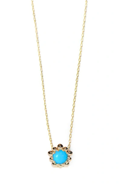 Anzie Micro Dew Drop Sleeping Beauty Turquoise & 14k Yellow Gold Pendant Necklace In Gold Turquoise