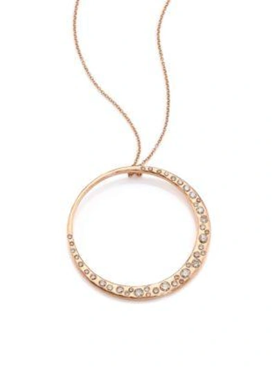 Lj Cross Cobblestone Champagne Diamond & 14k Rose Gold Crescent Pendant Necklace