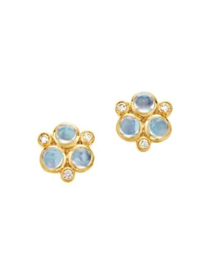 Temple St Clair Classic Color 18k Yellow Gold, Diamond & Blue Moonstone Trio Earrings