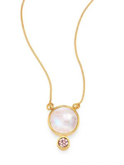 Shana Gulati Ophelia Moonstone & Sliced Raw Diamond Pendant 18k Yellow Goldplated Necklace In Gold White