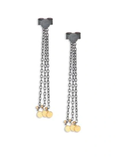 Sia Taylor Dots 18k Yellow Gold & Sterling Silver Fringe Chain Drop Earrings In Silver Gold