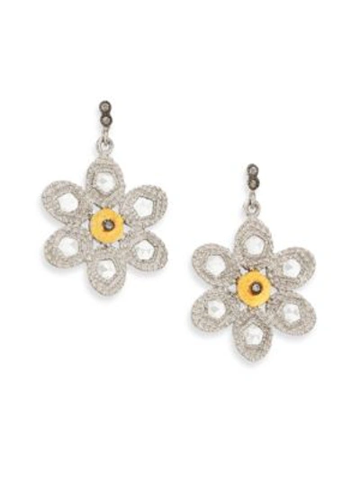 Coomi Silver Opera Diamond, Crystal, 20k Yellow Gold & Sterling Silver Flower Drop Earrings In Silver Gold