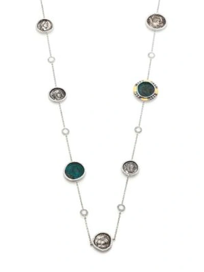 Coomi Silver Coin Diamond, Crystal, 20k Yellow Gold & Sterling Silver Station Necklace In Gold Multi