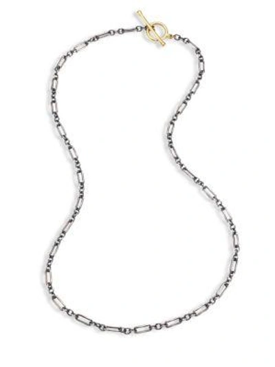 Rene Escobar Long Sterling Silver & 18k Yellow Gold Link Necklace