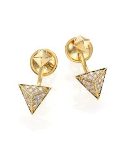 Marli Astrid Diamond & 18k Yellow Gold Ear Jacket & Stud Earrings Set