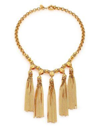 House Of Lavande Sunset Crystal Tiered Tassel Necklace In Gold
