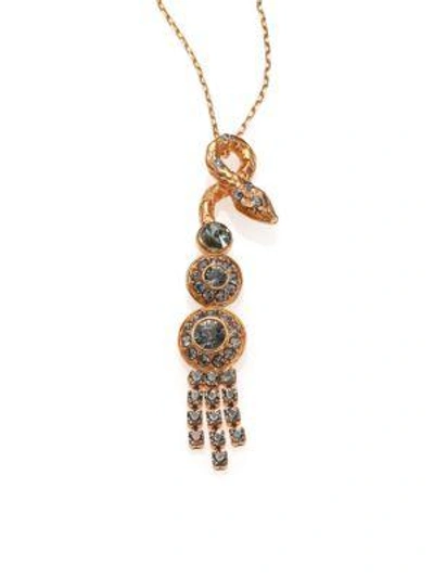 House Of Lavande Serpent Crystal Tassel Pendant Necklace In Gold