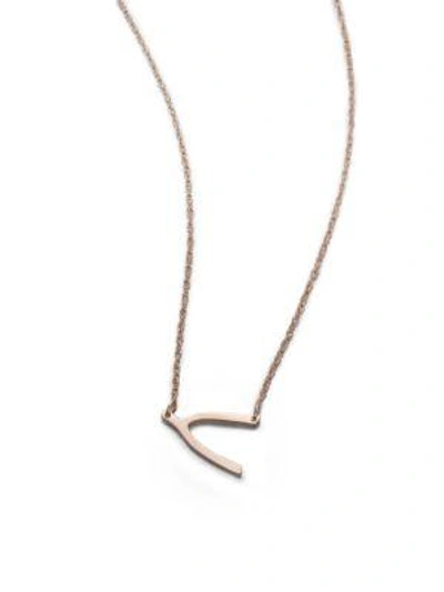 Jennifer Zeuner Jewelry Wishbone Pendant Necklace In Rose Gold