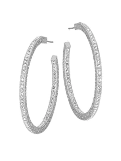 Adriana Orsini Crystal Pavé Hoop Earrings/1.5" In Rhodium