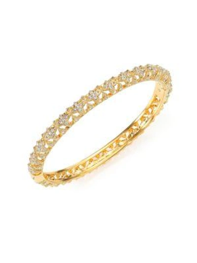 Adriana Orsini Cubic Zirconia Pavé Flower Bangle Bracelet In Gold