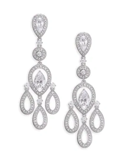 Adriana Orsini Women's Pavé Pear Chandelier Earrings/silvertone