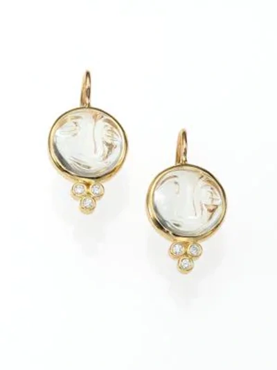 Temple St Clair Women's Celestial Rock Crystal, Diamond & 18k Yellow Gold Small Moonface Earrings