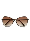 Tom Ford Colette 63mm Rimless Aviator Sunglasses In Brown