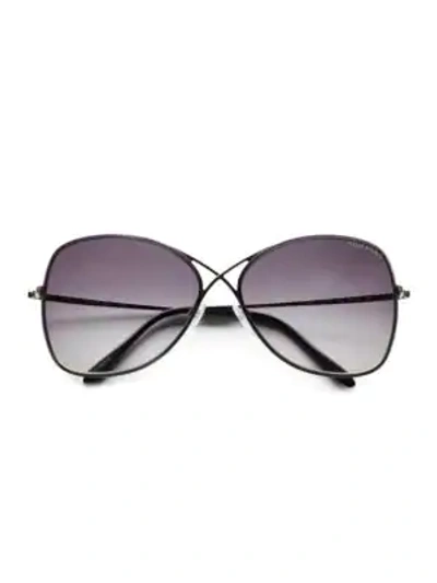 Tom Ford Colette 63mm Rimless Aviator Sunglasses In Charcoal