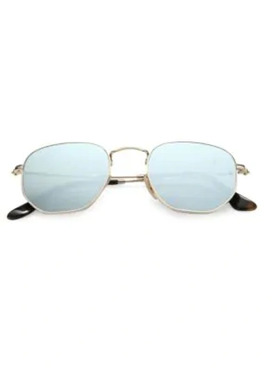 Ray Ban Rb3548 51mm Hexagonal Sunglasses In Silver