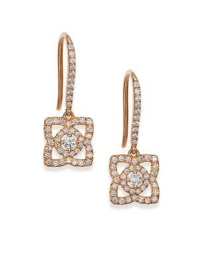 De Beers Enchanted Lotus 18ct Rose-gold And 0.35ct Round-cut Diamond Earrings In 18k Rose Gold