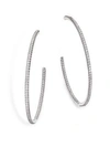 De Beers Women's Classic Diamond & 18k White Gold Inside-outside Hoop Earrings/2"