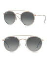 Ray Ban Rb3647 51mm Iconic Round Aviator Sunglasses In Lite Blue