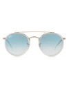 Ray Ban Rb3647 51mm Iconic Round Aviator Sunglasses In Blue Transparent