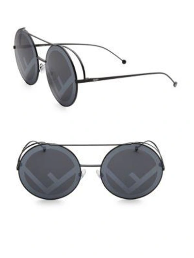 Fendi Runaway 63mm Round Sunglasses In Black