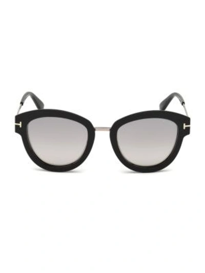 Tom Ford Mia Cat Eye Sunglasses In Silver Black