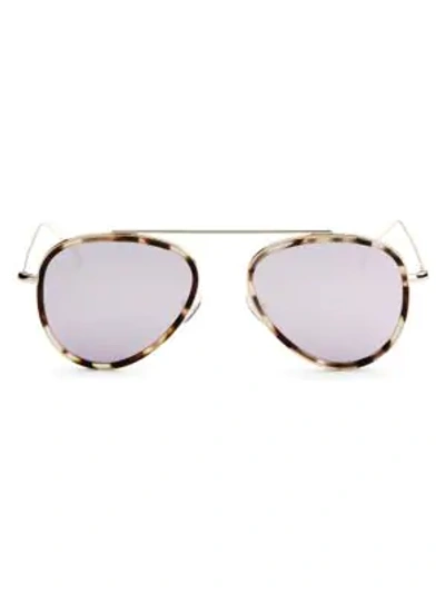 Illesteva Dorchester Ace 52mm Aviator Sunglasses In White Tortoise