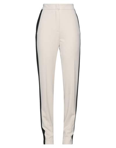 Merci .., Woman Pants Ivory Size 8 Polyester, Elastane In White