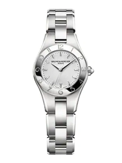 Baume & Mercier Linea 10009 Interchangeable Stainless Steel Bracelet Watch In Silver