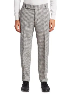 Z Zegna Houndstooth Wool Trousers In Light Grey | ModeSens