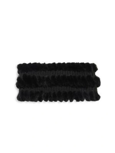 Glamourpuss Rabbit Fur, Wool & Cashmere Headband In Black