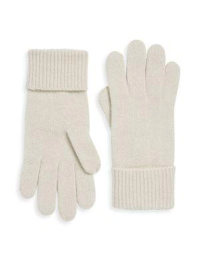 Portolano Folded Cuffs Cashmere Gloves In Ivory