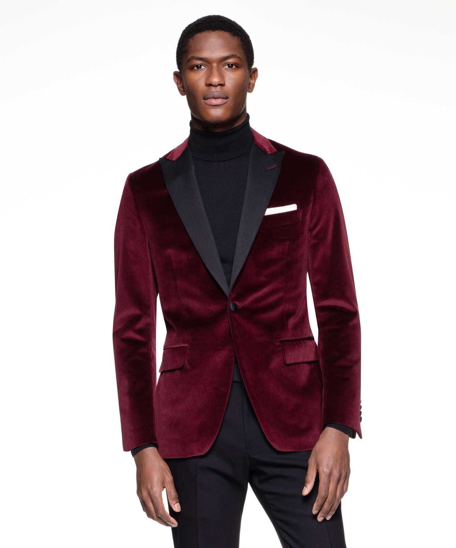 velvet burgundy tuxedo jacket