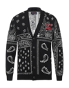 Mc2 Saint Barth Bandanna Knitted Cardigan With Saint Barth Embroidery In Black