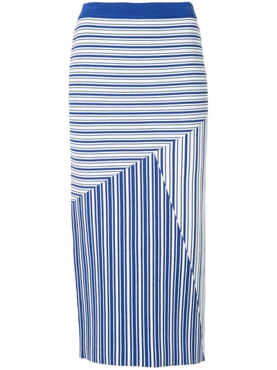 Rebecca Vallance Woman Corsica Striped Jacquard-knit Skirt Blue In Navy