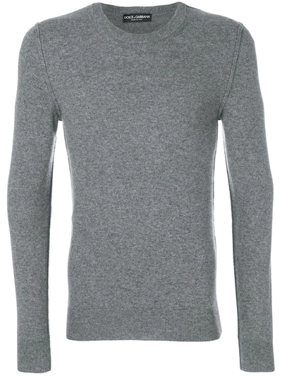 Dolce & Gabbana Round Neck Sweater In Grey