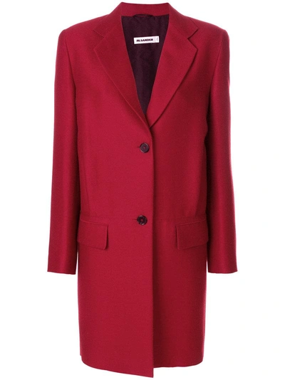 Jil Sander Single Breasted Coat In Red