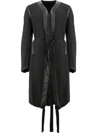 Takahiromiyashita The Soloist Tie Detailed Coat With Fur Cuffs In Black