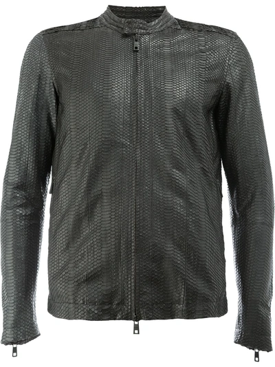 Giorgio Brato Snakeskin Effect Leather Jacket In Black